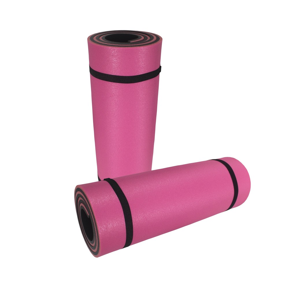 180X60cm 15mm Pembe-Siyah Extra Rahat Yoga Matı
