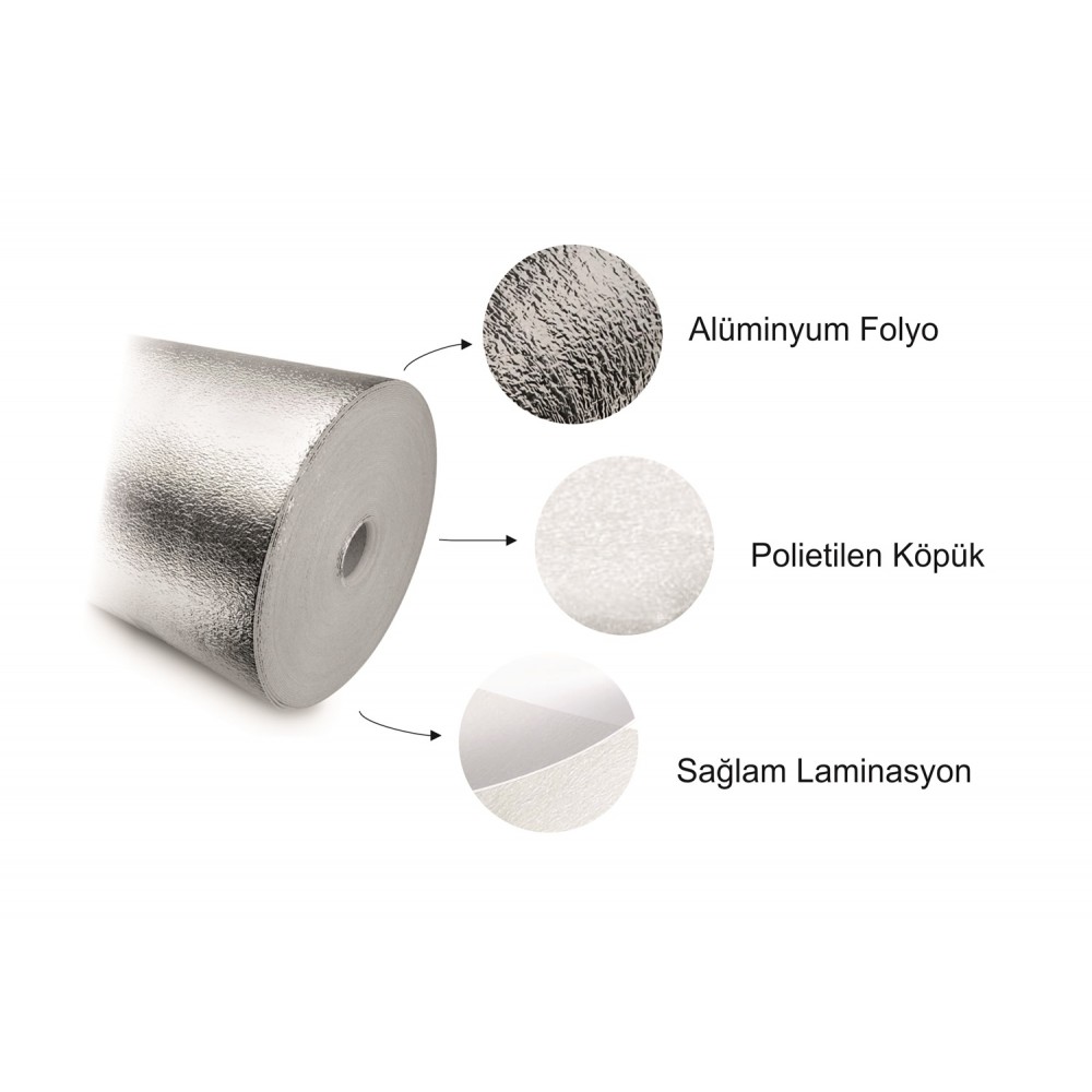 100cm 10mm Çift Folyolu Polietilen Köpüğü Yalıtım Levhası